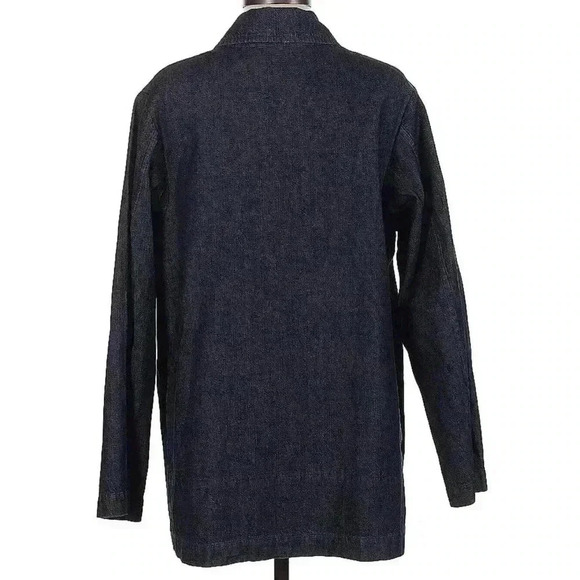Eskandar Denim Jacket Coat Blouse Size 0 Blue Jean 100% Cotton Chore Boxy Blazer - Picture 2 of 8